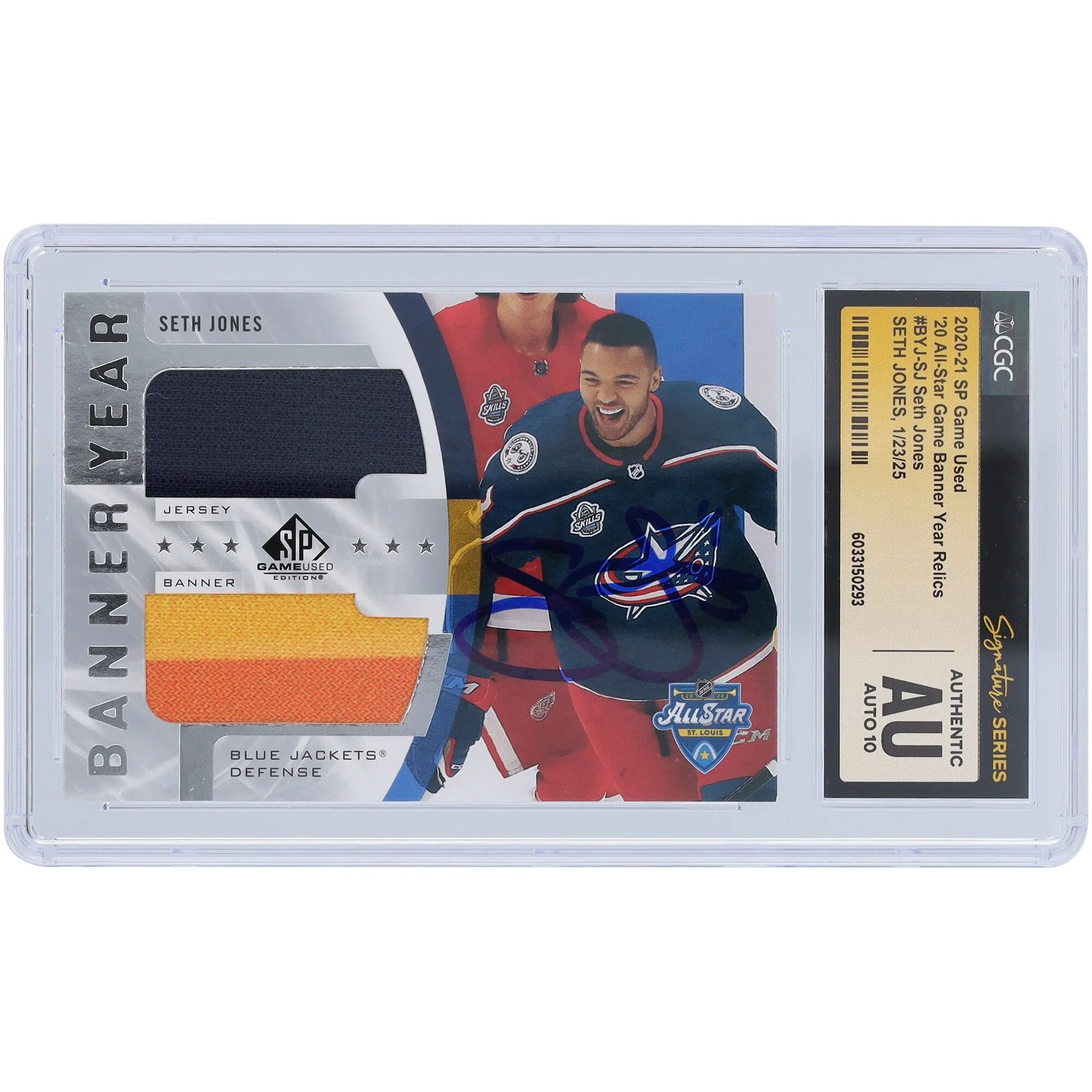 Seth Jones Signed 2020-21 Upper Deck SP Game Used Card | CGC 10
