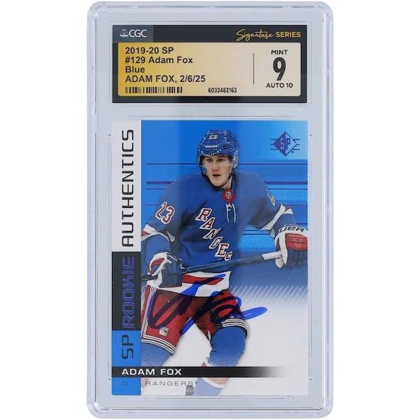 Adam Fox Signed 2019-20 Upper Deck SP Blue Rookie Card #129 | CGC 9