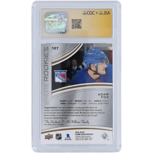 Adam Fox Signed 2019-20 Upper Deck SP Game Used Rookie Card | #127/599