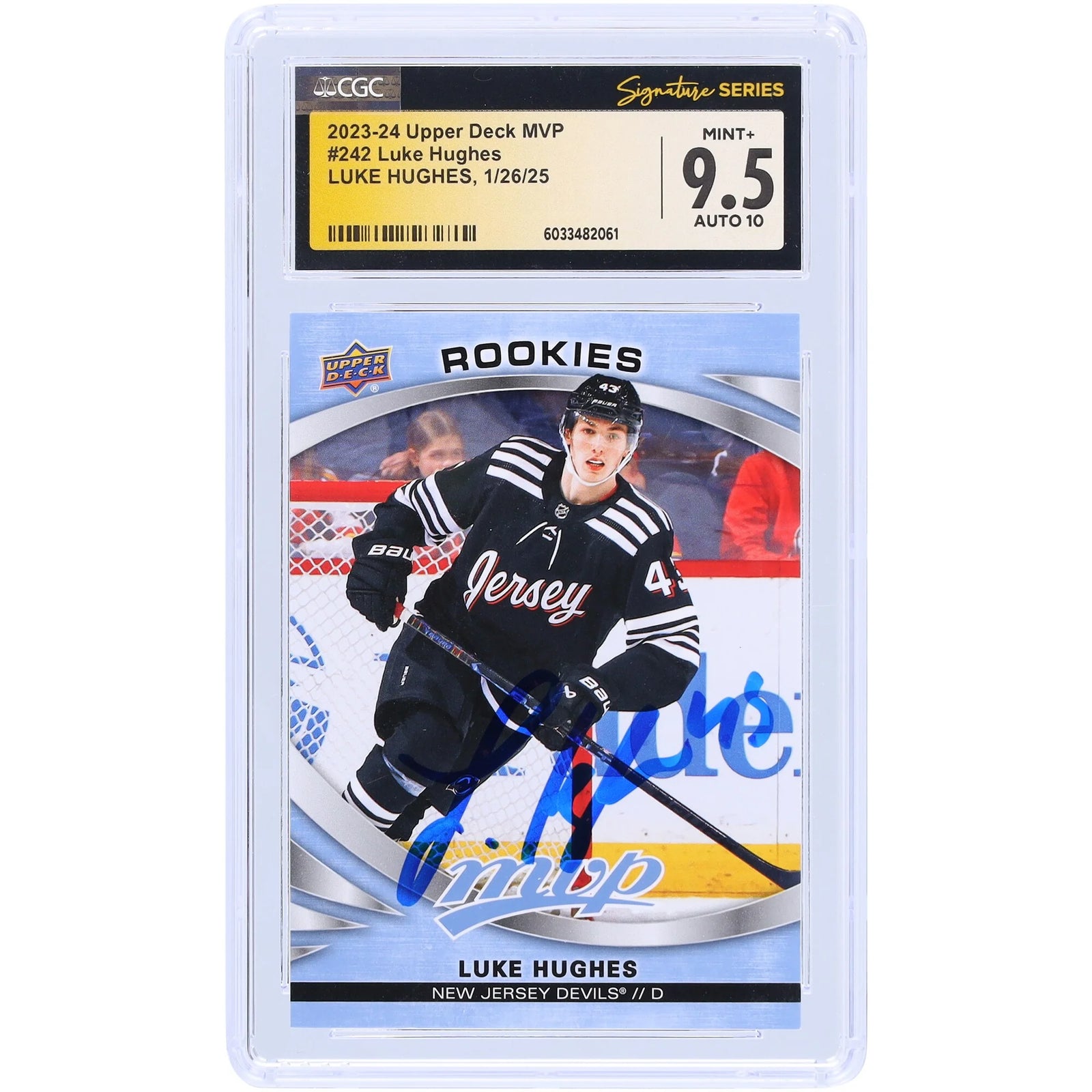 Luke Hughes Signed 2023-24 Upper Deck MVP #242 | CGC 9.5