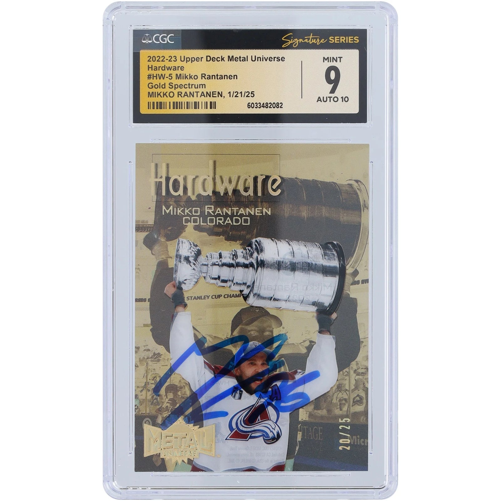 Mikko Rantanen Signed 2022-23 Upper Deck Metal Universe Card | CGC 9