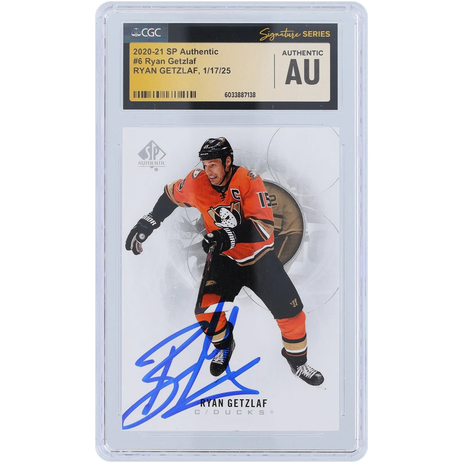 Ryan Getzlaf Signed 2020-21 Upper Deck SP Authentic #6 Card | CGC Authenticated
