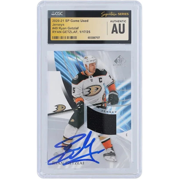Ryan Getzlaf Signed 2020-21 Upper Deck SP Game Used Relic #49 Card | Authenticated