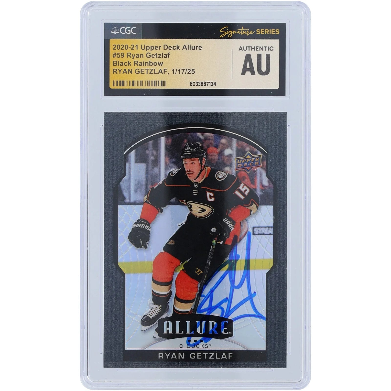 Ryan Getzlaf Signed 2020-21 Upper Deck Allure Card | Black Rainbow #59