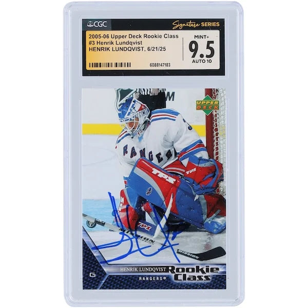 Henrik Lundqvist Signed 2005-06 Upper Deck Rookie #3 Card | CGC 9.5