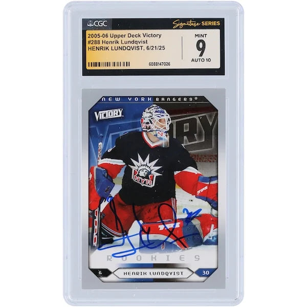 Henrik Lundqvist Signed 2005-06 Upper Deck Victory Rookies #288 | CGC 9