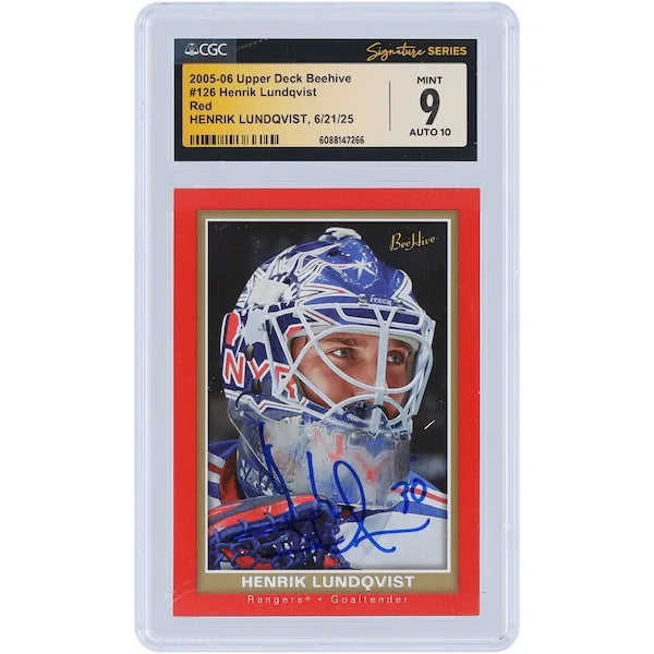 Henrik Lundqvist Signed 2005-06 Upper Deck Beehive Rookie Card #126 | CGC Authenticated