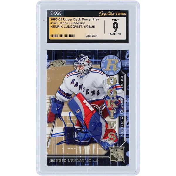 Henrik Lundqvist Signed 2005-06 Upper Deck Power Play Rookies #148 | Graded 9