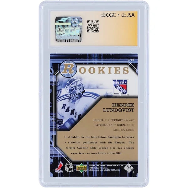 Henrik Lundqvist Signed 2005-06 Upper Deck Power Play Rookies #148 | Graded 9