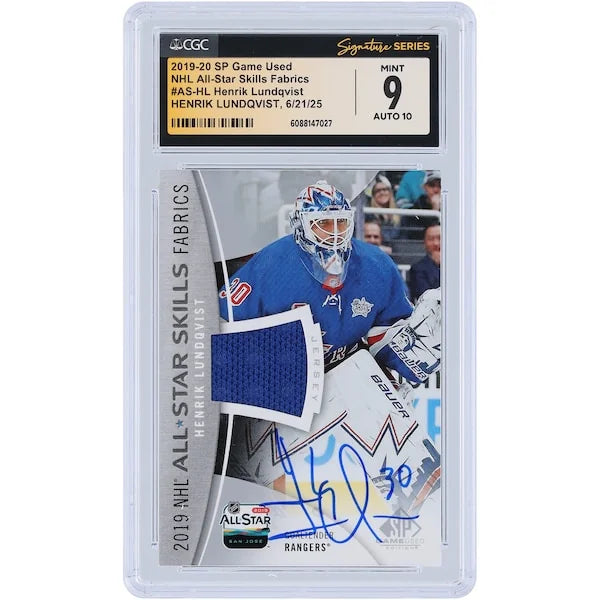 Henrik Lundqvist Signed 2019-20 Upper Deck SP Game Used Card | All-Star Skills Relic
