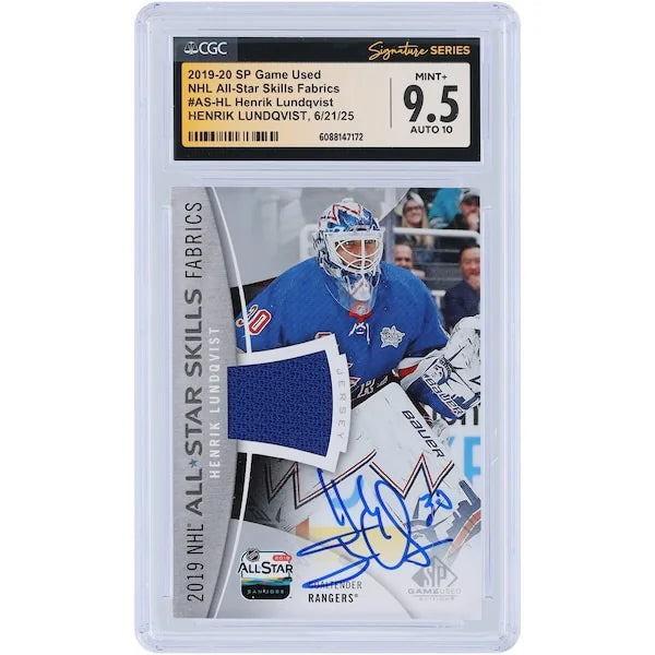 Henrik Lundqvist Signed 2019-20 Upper Deck SP Game Used All-Star Skills Card | CGC 9.5