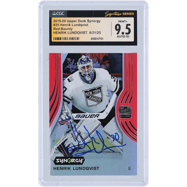 Henrik Lundqvist Signed 2019-20 Upper Deck Synergy Red #35 Card | CGC 9.5