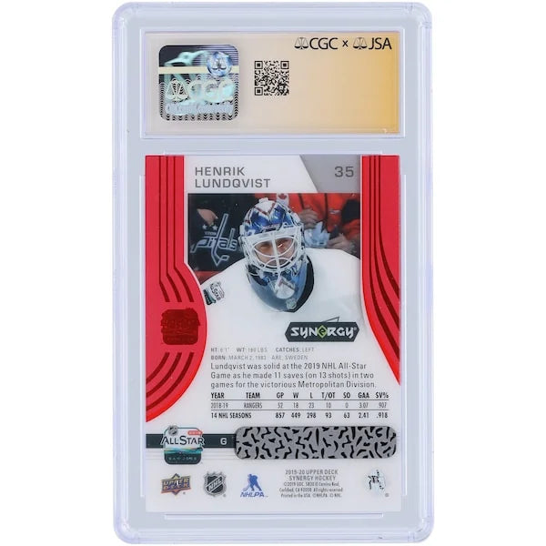 Henrik Lundqvist Signed 2019-20 Upper Deck Synergy Red #35 Card | CGC 9.5
