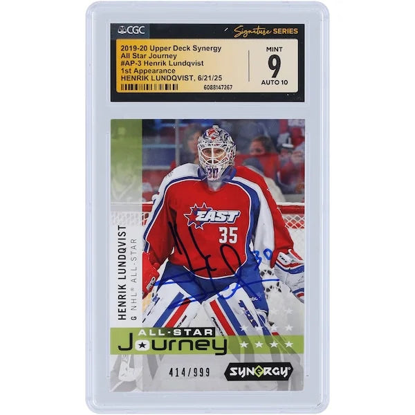 Henrik Lundqvist Signed 2019-20 Upper Deck Synergy Card | CGC 9/10