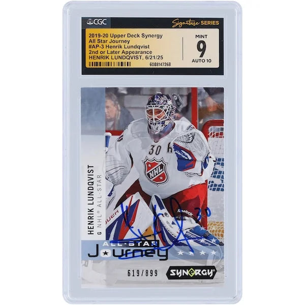 Henrik Lundqvist Signed 2019-20 Upper Deck Synergy Card | CGC 9/10
