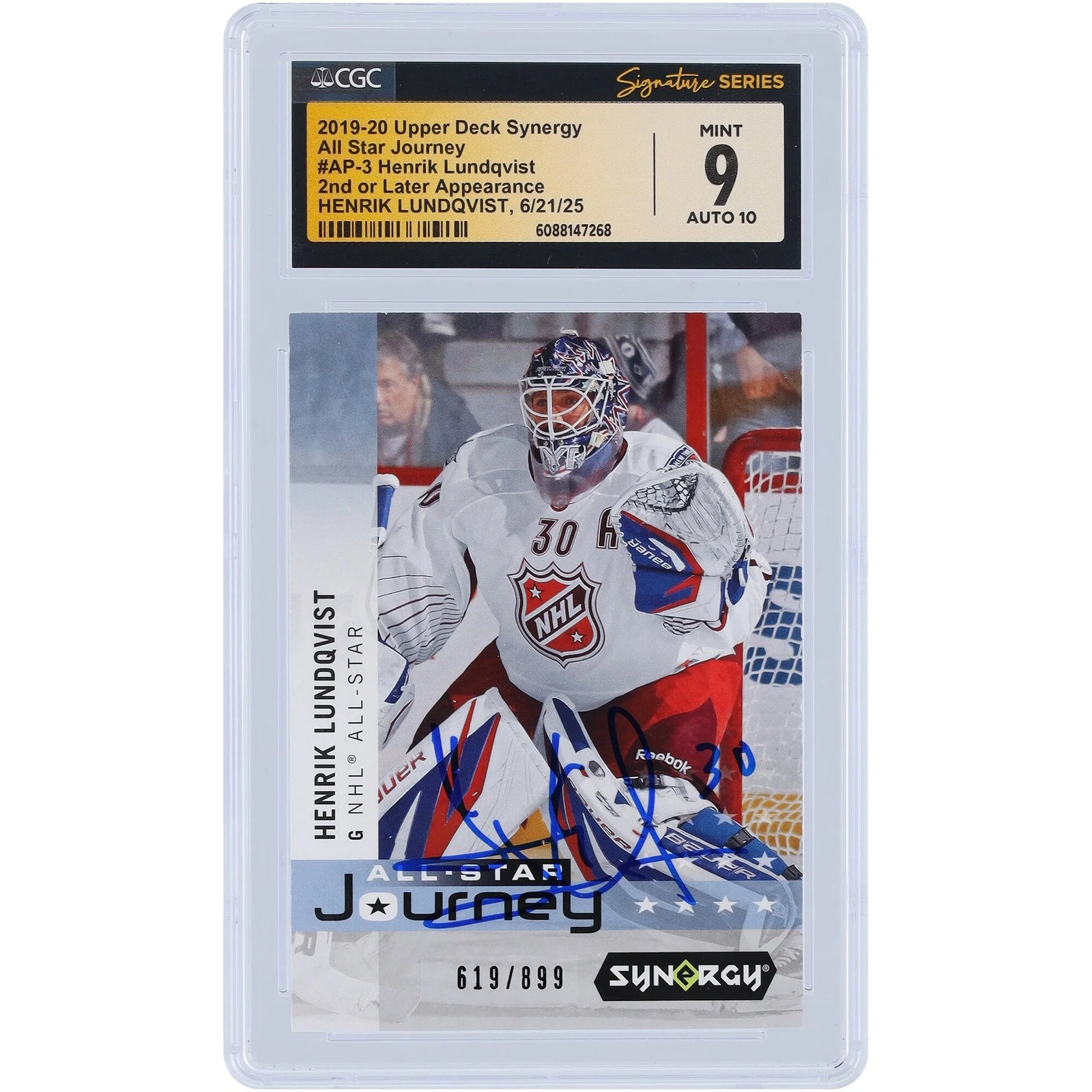 Henrik Lundqvist Signed 2019-20 Upper Deck Synergy Card | CGC 9/10