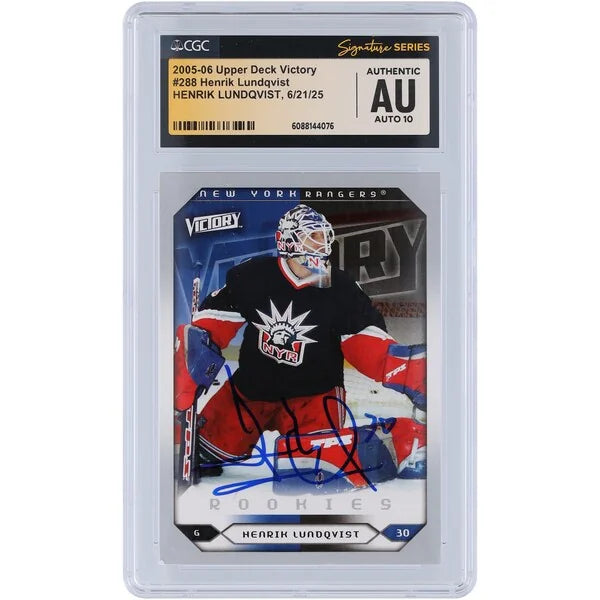 Henrik Lundqvist Signed 2005-06 Upper Deck Victory Rookies #288 | CGC Auto 10