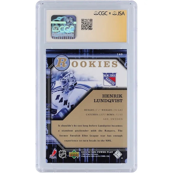 Henrik Lundqvist Signed 2005-06 Upper Deck Power Play Rookies #148 | CGC Graded