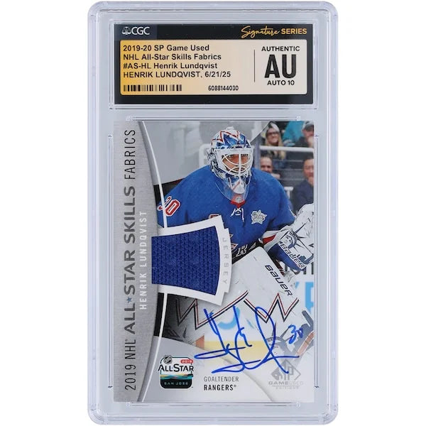 Henrik Lundqvist Signed 2019-20 Upper Deck SP Game Used Card | CGC 10