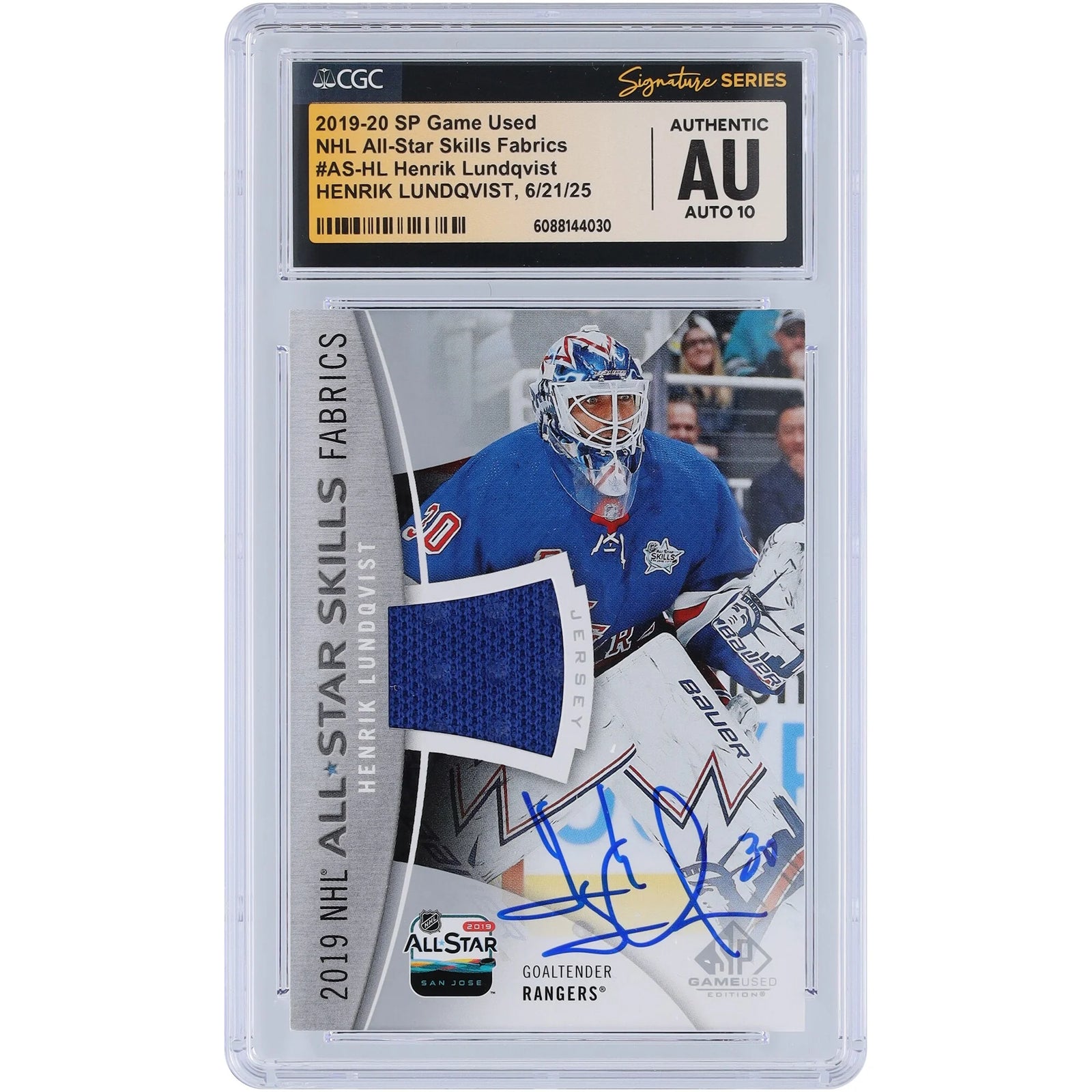 Henrik Lundqvist Signed 2019-20 Upper Deck SP Game Used Card | CGC 10