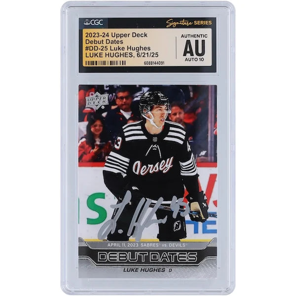 Luke Hughes Signed 2023-24 Upper Deck Rookie Card | CGC Auto 10