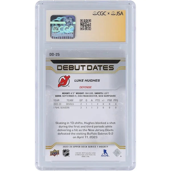 Luke Hughes Signed 2023-24 Upper Deck Rookie Card | CGC Auto 10
