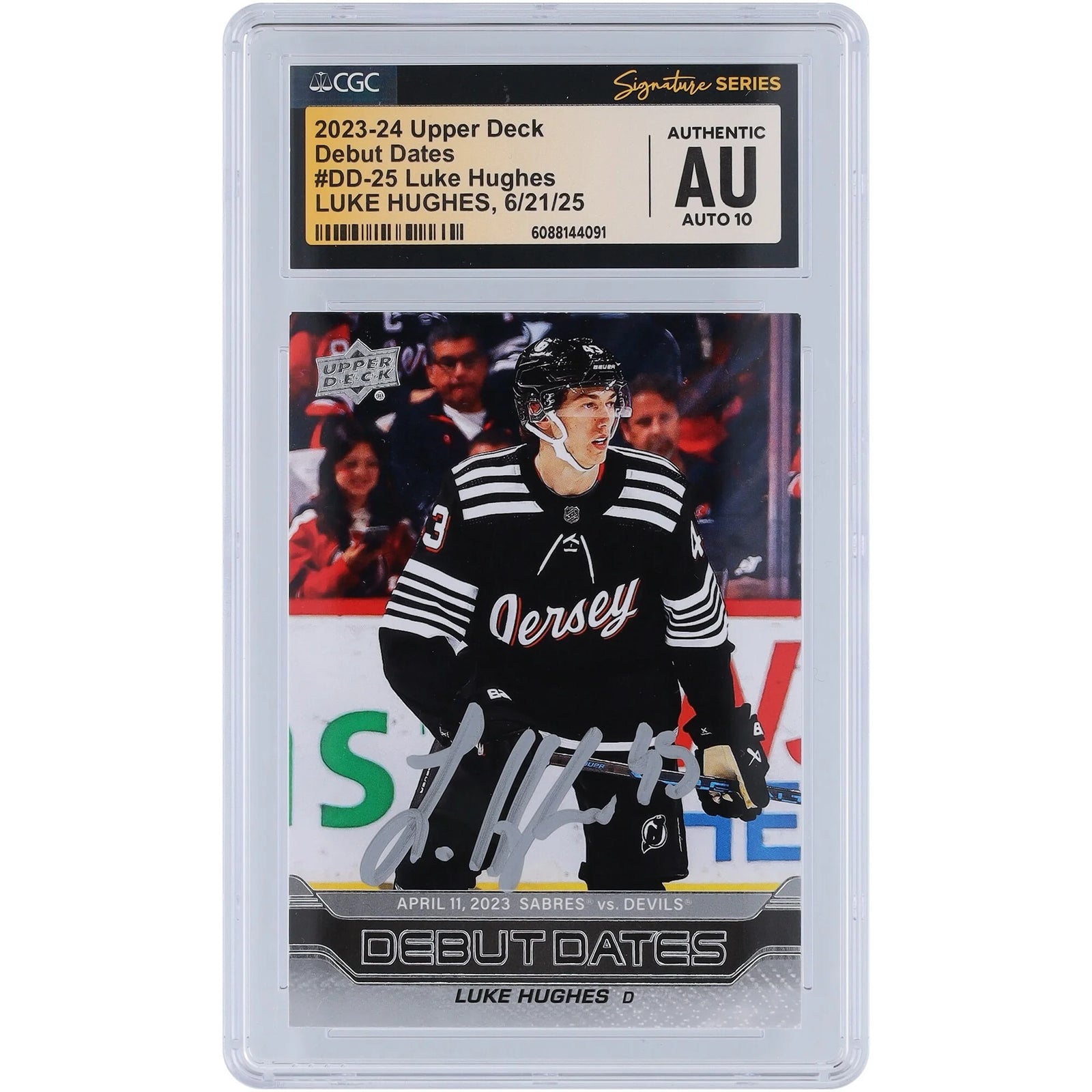 Luke Hughes Signed 2023-24 Upper Deck Rookie Card | CGC Auto 10