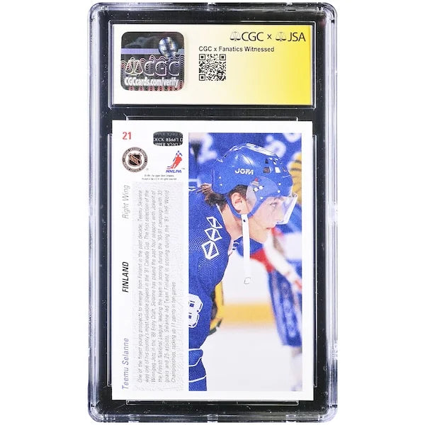 Teemu Selanne Signed 1991-92 Upper Deck #21 Rookie Card | CGC 9