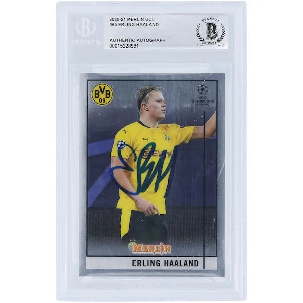Erling Haaland Signed 2020-21 Topps Merlin Chrome #65 | BAS Authenticated