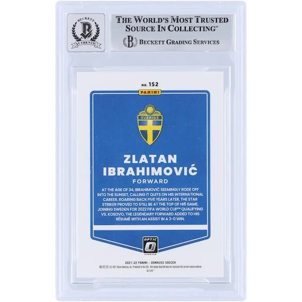 Zlatan Ibrahimovic Signed 2021-22 Panini Donruss Optic #152 | Beckett Graded 10