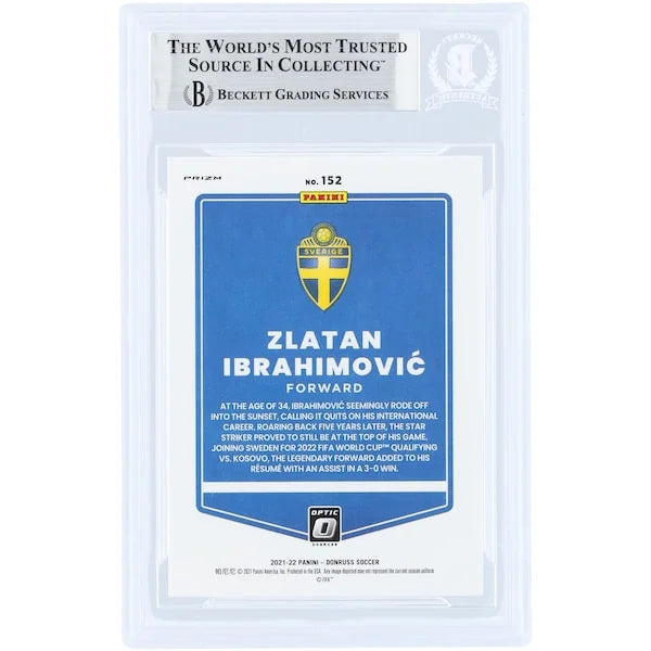 Zlatan Ibrahimovic Signed 2021-22 Panini Donruss Optic Silver Prizm #152 | Beckett Witness