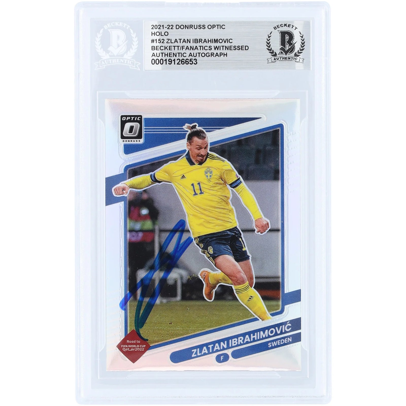 Zlatan Ibrahimovic Signed 2021-22 Panini Donruss Optic Silver Prizm #152 | Beckett Witness