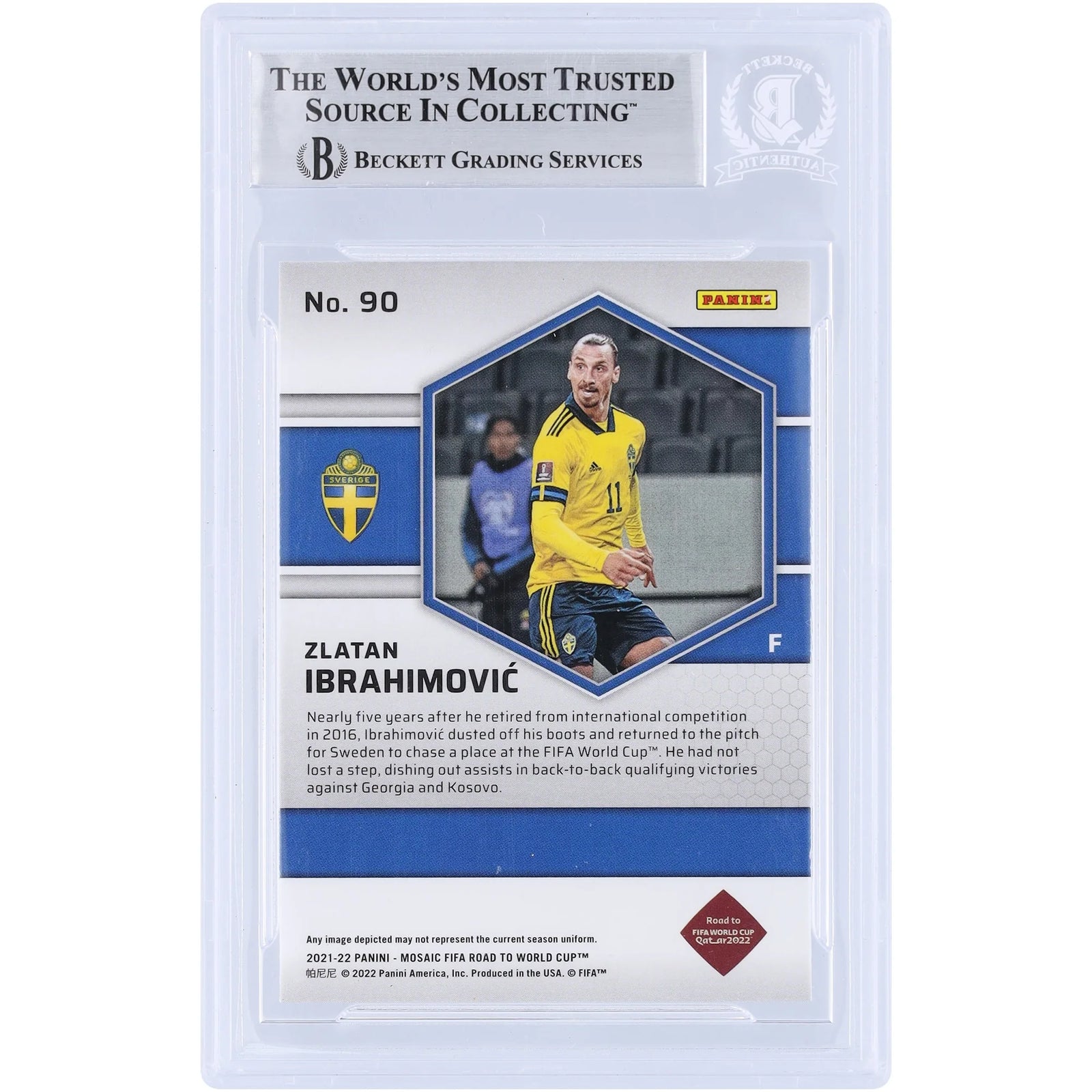 Zlatan Ibrahimovic Signed 2021-22 Panini Mosaic Card #90 | Sweden National Team