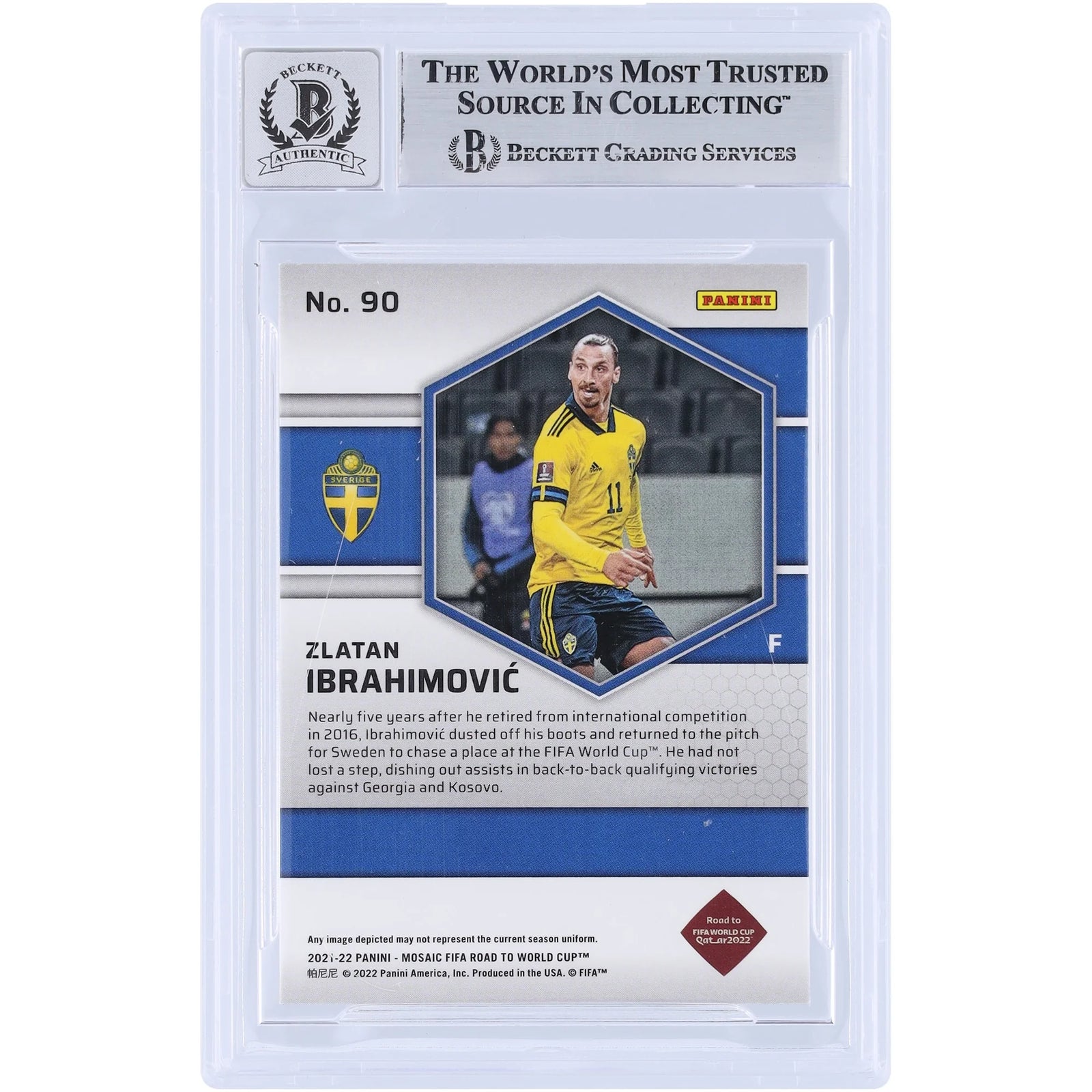 Zlatan Ibrahimovic Signed 2021-22 Panini Mosaic Road to FIFA World Cup Qatar #90 | Beckett
