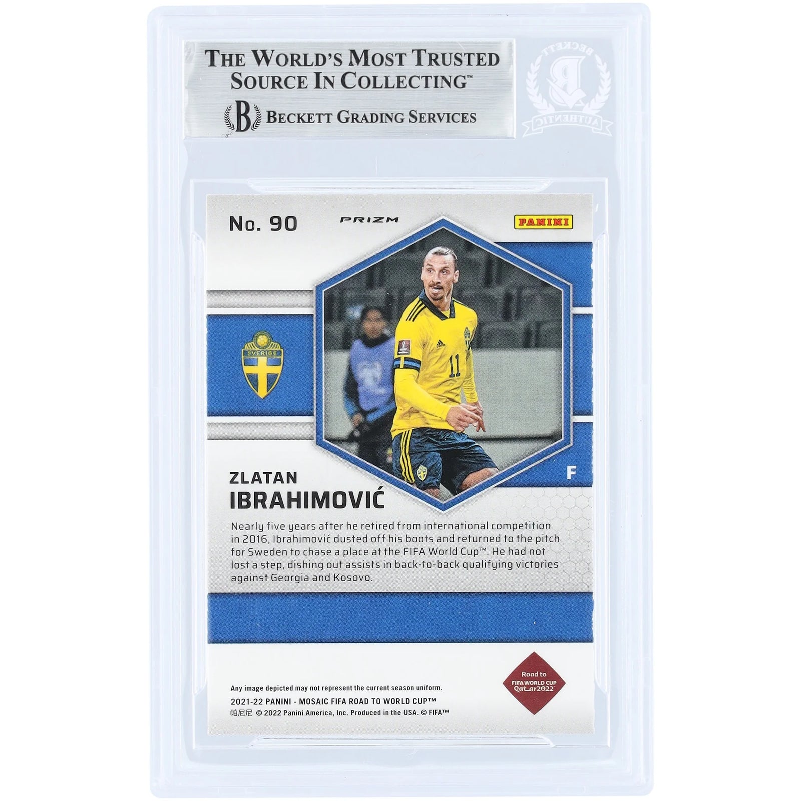 Zlatan Ibrahimovic Signed 2021-22 Panini Mosaic Silver Prizm #90 | Sweden