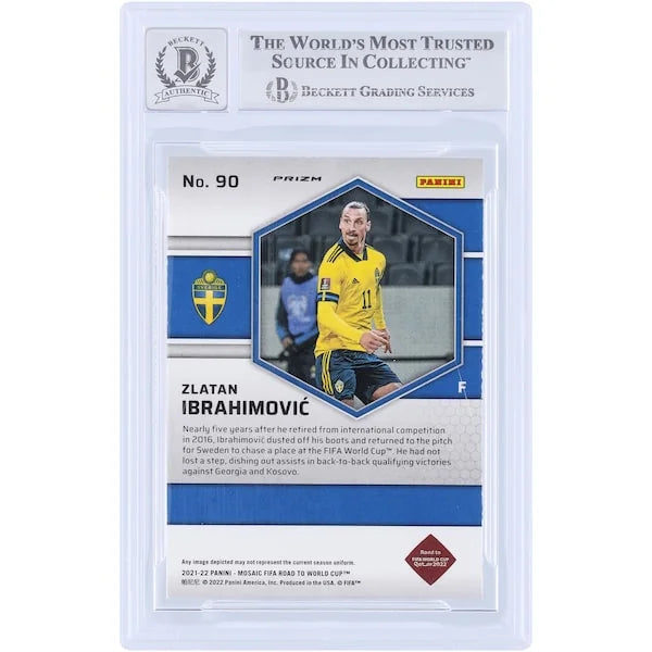 Zlatan Ibrahimovic Signed 2021-22 Panini Mosaic Silver Prizm #90 | Beckett Graded 10