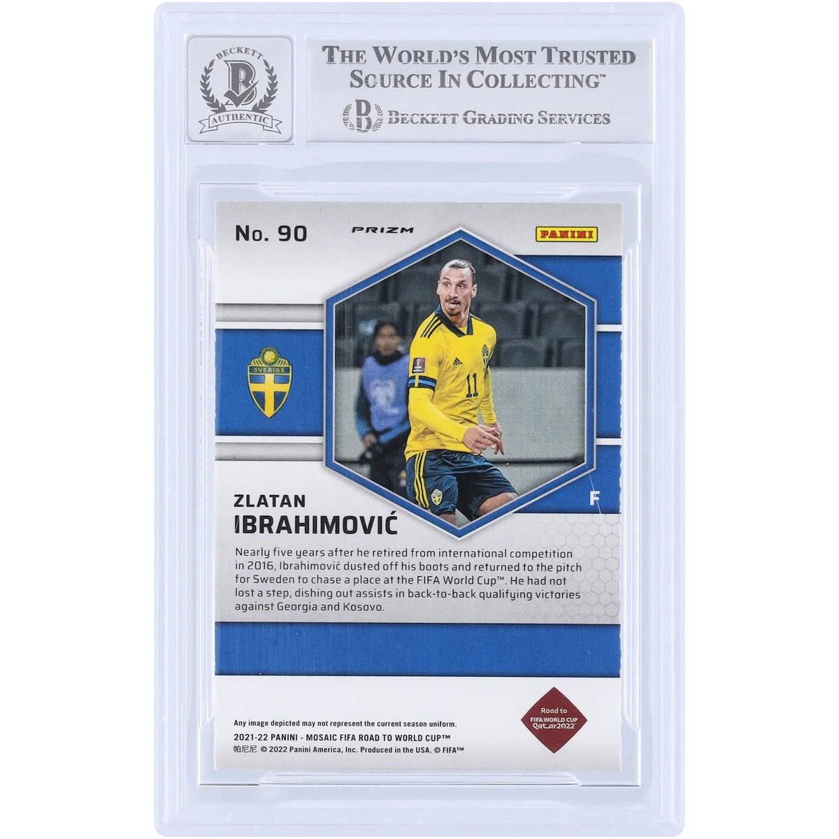 Zlatan Ibrahimovic Signed 2021-22 Panini Mosaic #90 Card
