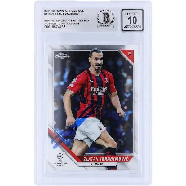 Zlatan Ibrahimovic Signed 2021-22 Topps Chrome UEFA #116 Card | Beckett Graded 10