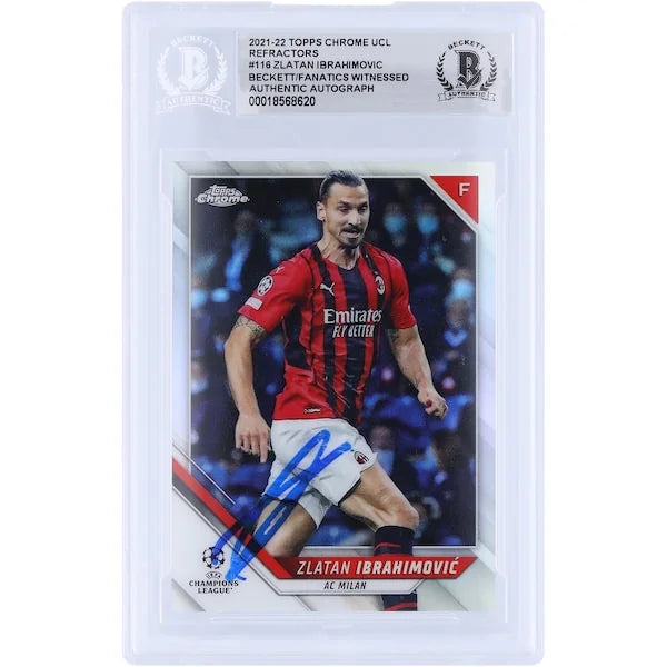 Zlatan Ibrahimovic Signed 2021-22 Topps Chrome UEFA Refractor #116 | Beckett Authenticated