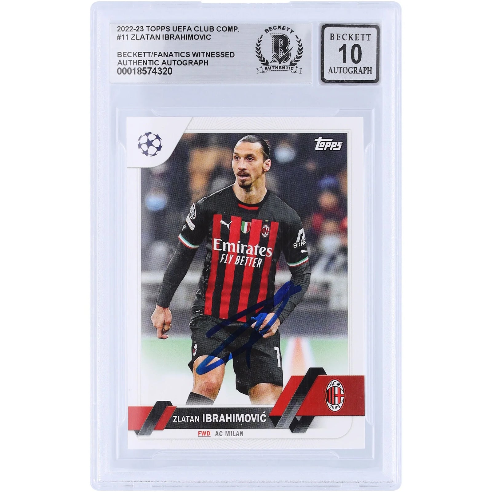 Zlatan Ibrahimovic Signed 2022-23 Topps UEFA #11 Card | Beckett Graded 10