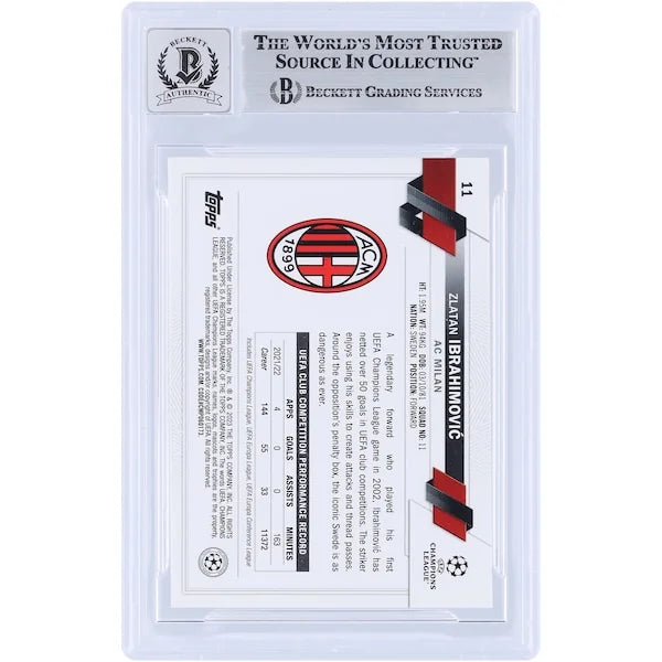 Zlatan Ibrahimovic Signed 2022-23 Topps Chrome UEFA #11 Card | Beckett Graded 10