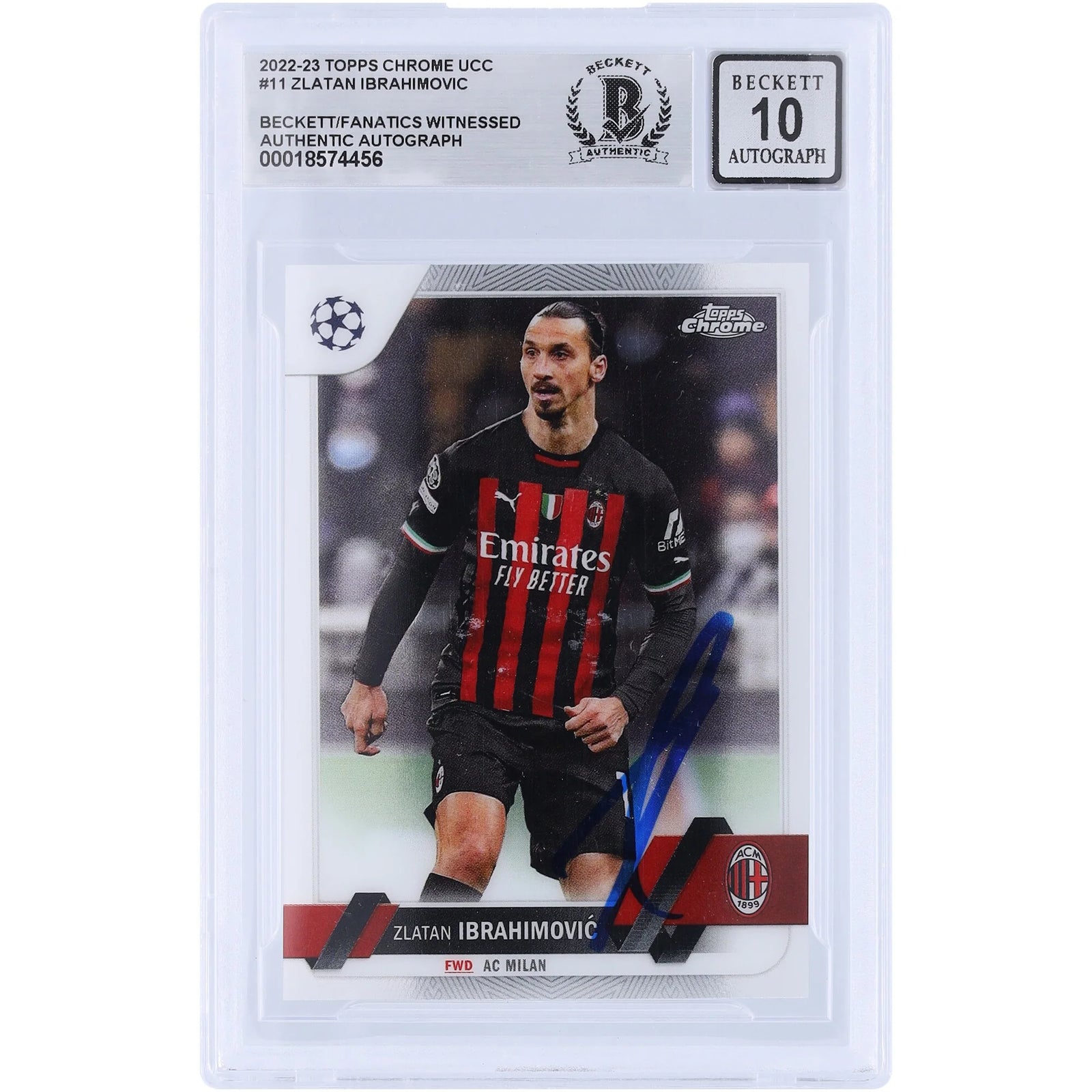 Zlatan Ibrahimovic Signed 2022-23 Topps Chrome UEFA #11 Card | Beckett Graded 10