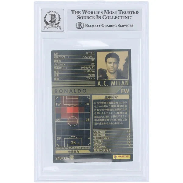 Ronaldo Signed 2007-08 Panini WCCF Intercontinental Clubs #240 | Graded 10