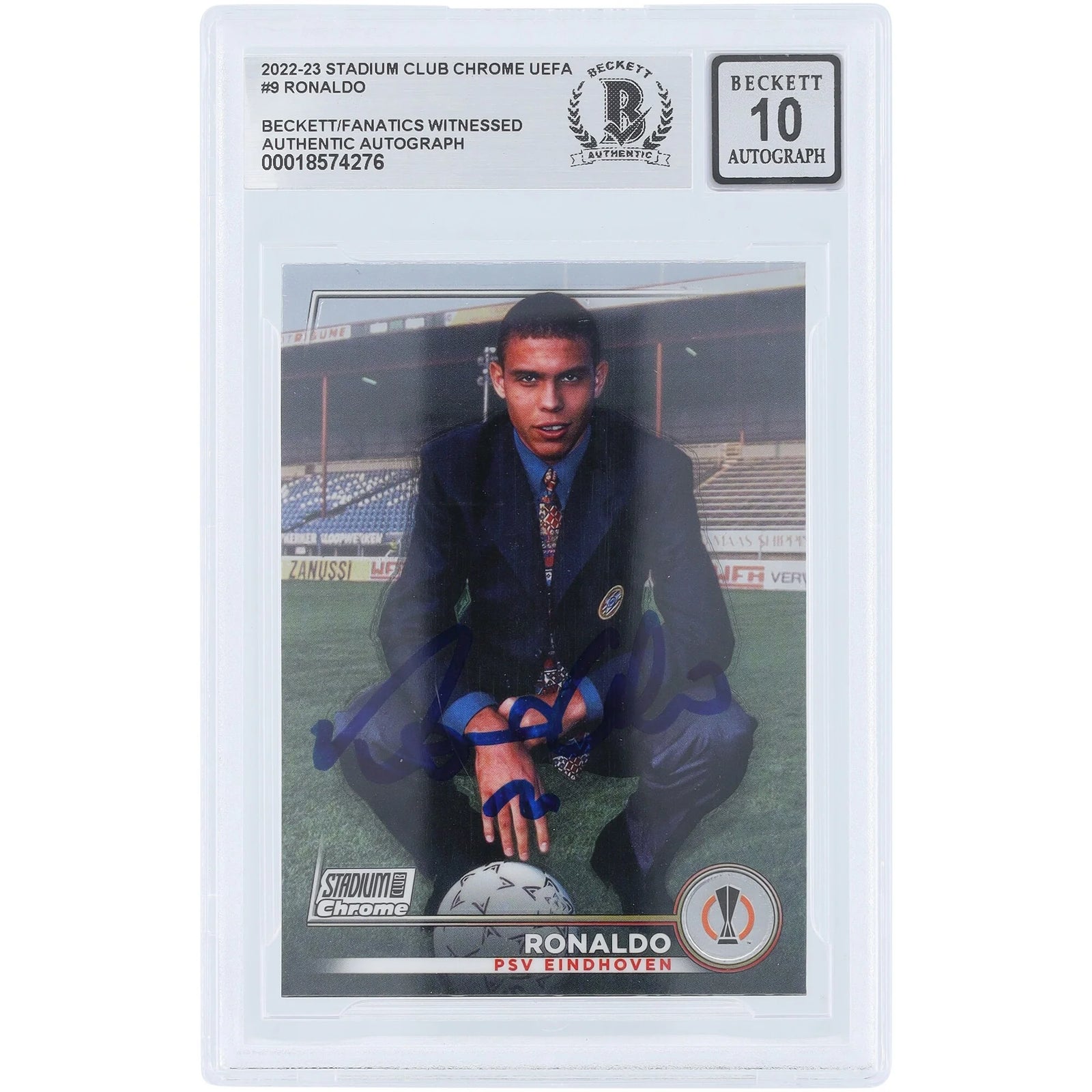 Ronaldo PSV Eindhoven Signed 2022-23 Topps Stadium Club Chrome UEFA #9 Card | Beckett Grad
