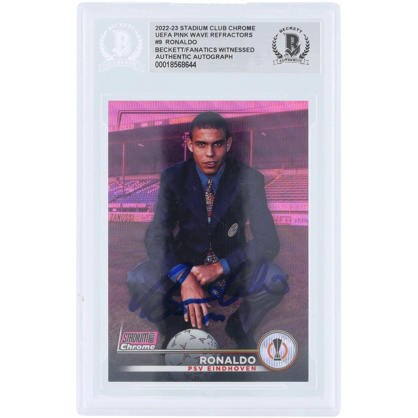 Ronaldo PSV Eindhoven Signed 2022-23 Topps Stadium Club Chrome Pink Wave Refractor #9 #/15