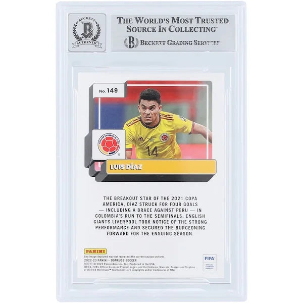 Luis Diaz Signed 2022-23 Panini Donruss Silver #149 Card | Beckett 10
