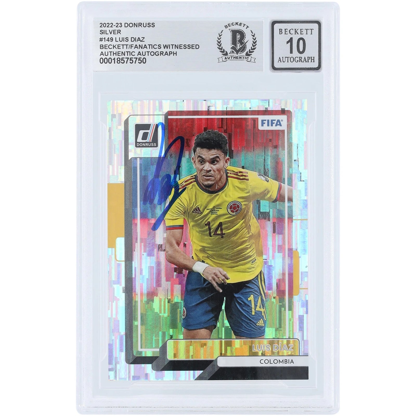 Luis Diaz Signed 2022-23 Panini Donruss Silver #149 Card | Beckett 10