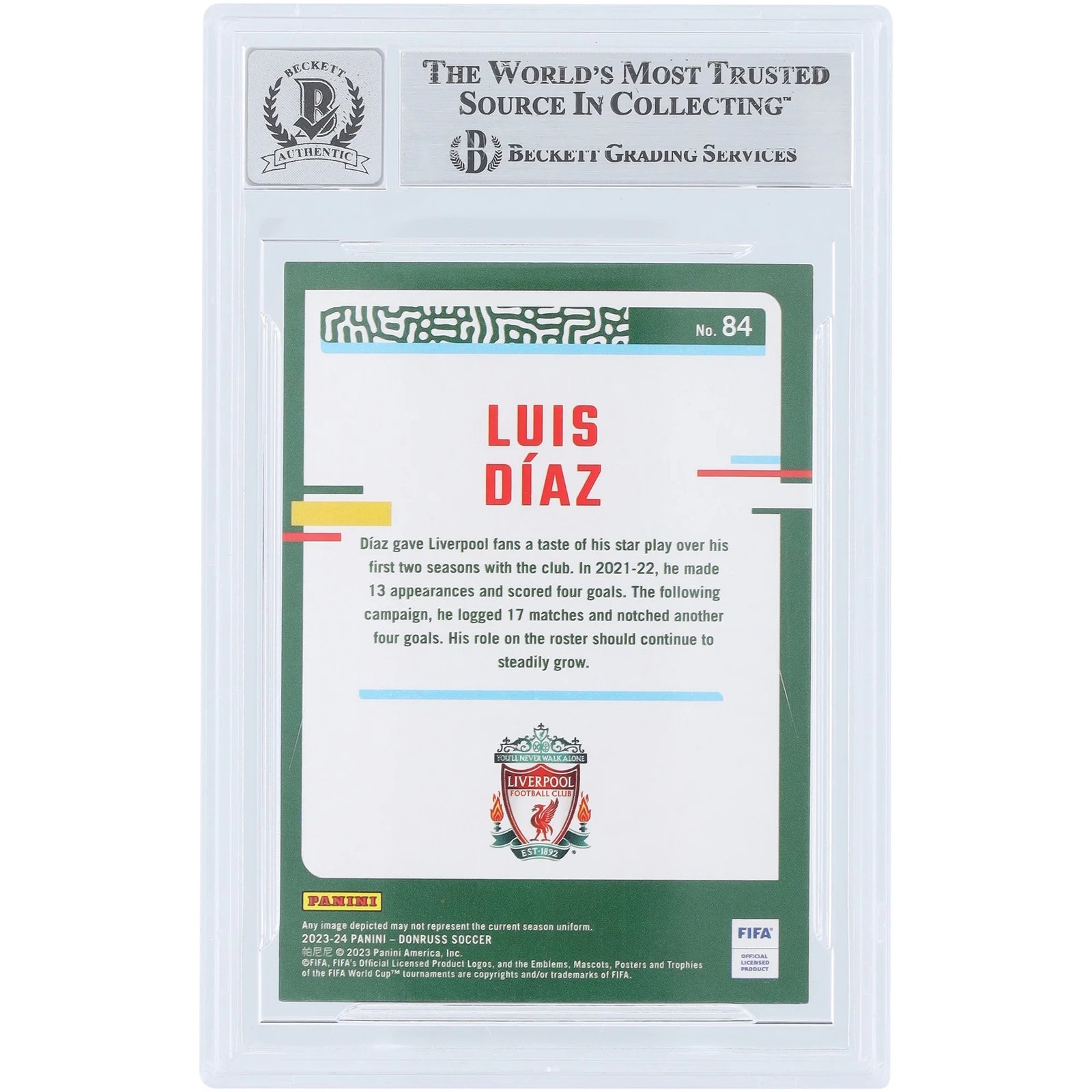 Luis Diaz Signed 2023-24 Panini Donruss Silver #84 | Graded 10