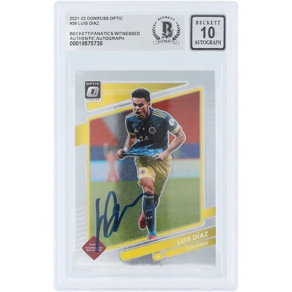 Luis Diaz Signed 2021-22 Panini Donruss Optic #36 | Beckett 10