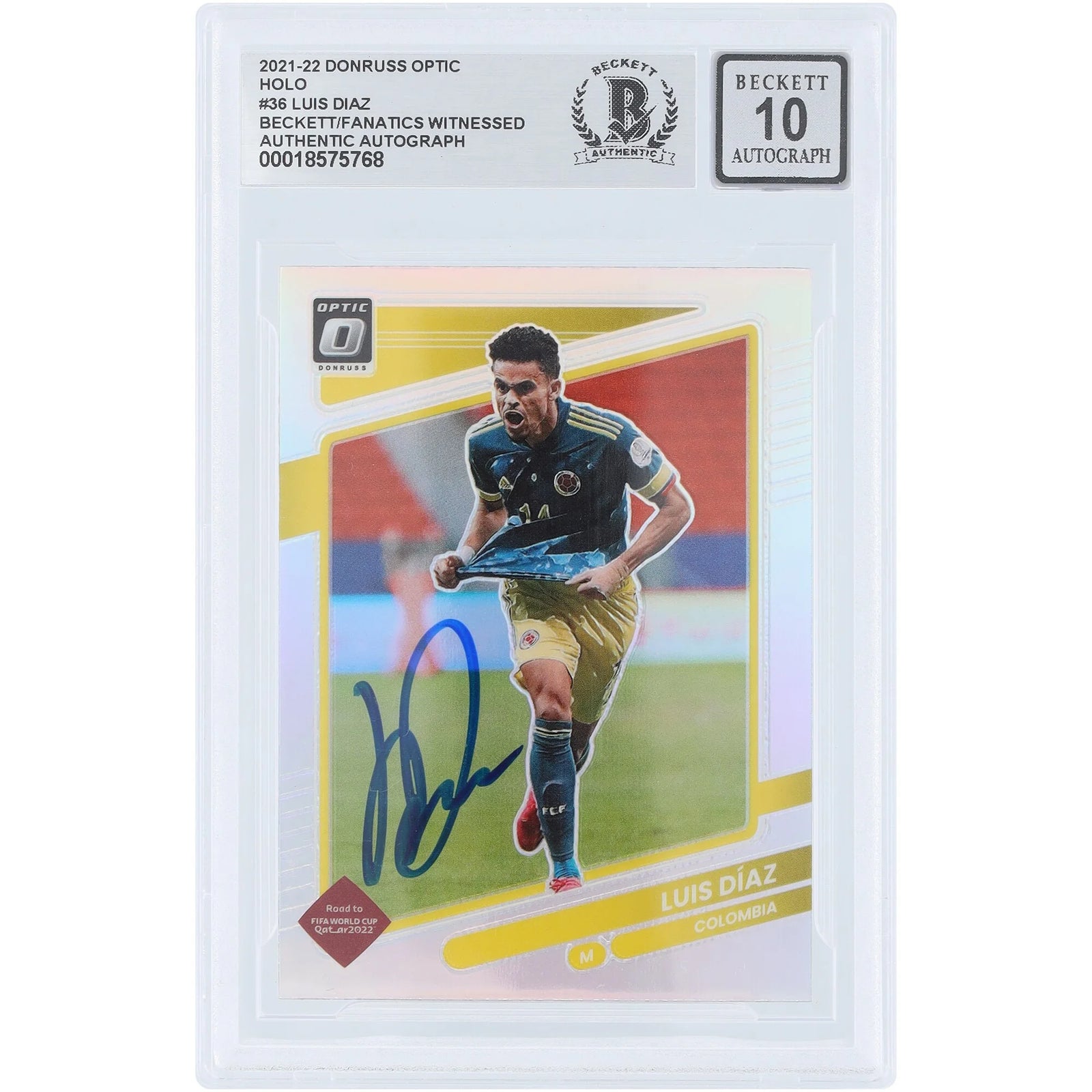 Luis Diaz Signed 2021-22 Panini Donruss Optic Holo #36 | Beckett Graded 10